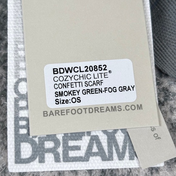 Barefoot Dreams CozyChic Lite Confetti Scarf Smokey Green Fog Gray Giftable NEW - Picture 4 of 8